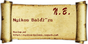 Nyikos Balázs névjegykártya